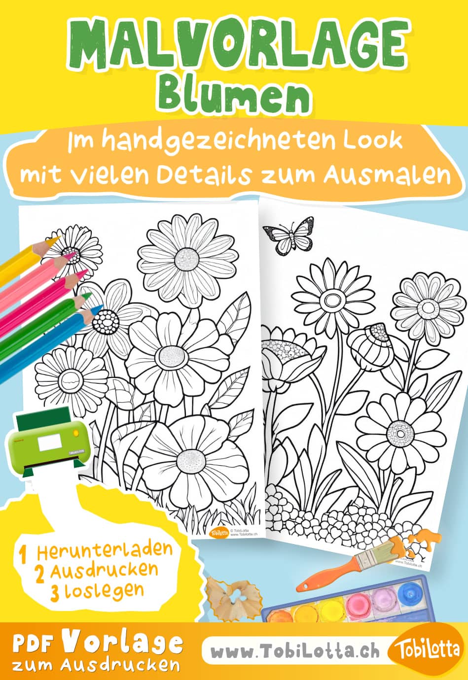 431063 -4- Blumen Ausmalvorlage Malvorlage für Kinder gratis blumen frühling blumen natur insekten schmetterlinge wiese blumen mandala kinder ausmalvorlagen